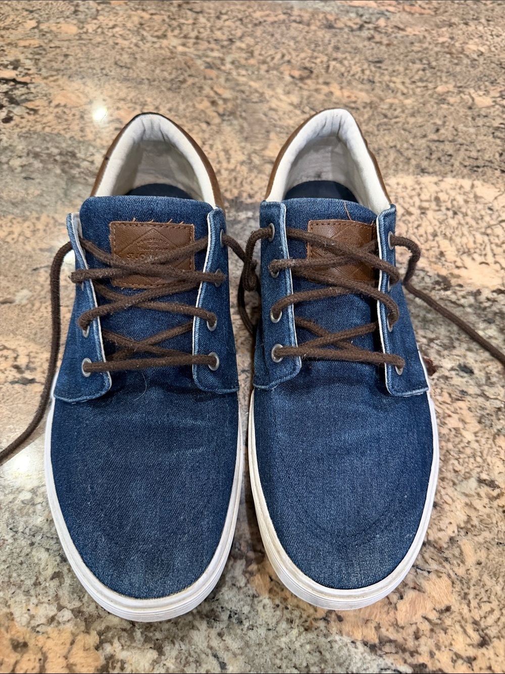 St. John's Bay Navy Canvas Sneakers with Brown Accents